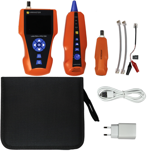 Cable tester with length measurement, cable tracer, and POE detection, with time domain reflectometer function