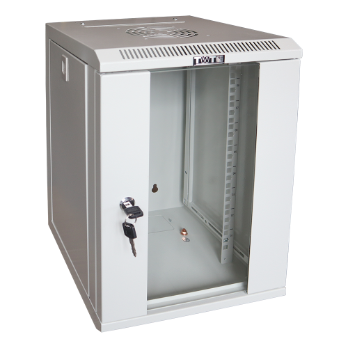 10” Wall enclosure with glass door, 312x300, gray, 236 mm equipment mounting dimension