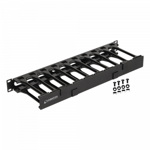 Cable organizer 19" with plastic fingers and cover