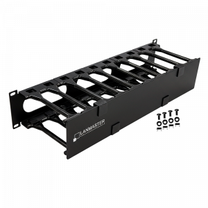 Cable organizer 19" with plastic fingers and cover