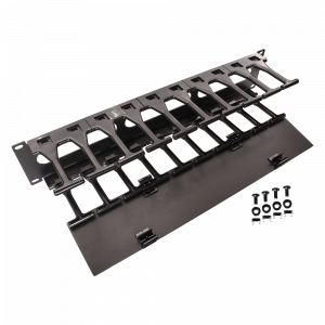 Cable organizer 19" with plastic fingers and cover