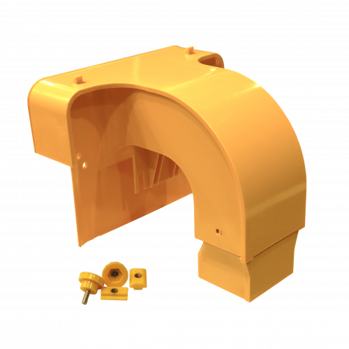 Cable drop for 56 mm pipe, with cover, yellow
