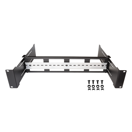 19" frame with DIN rail for installation of electrical machines, 2U