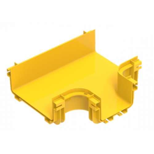 Horizontal tee for a 240 mm fiber tray to 120 mm fiber tray, mounting without couplers, yellow