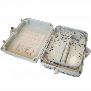 Wall-mounted distribution box for 24 fibers, outdoor installation, IP65