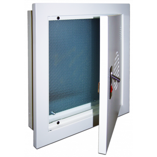 Flush mounting enclosure with mounting plate, 400x380x100 mm, grey