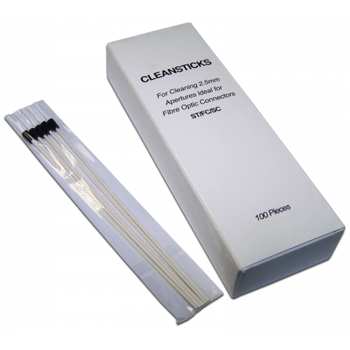 Fiber optic connector cleaning sticks for 2.5mm based connectors, 100 pcs.