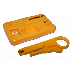 Mounting pad for Keystones jacks with a cable stripping tool