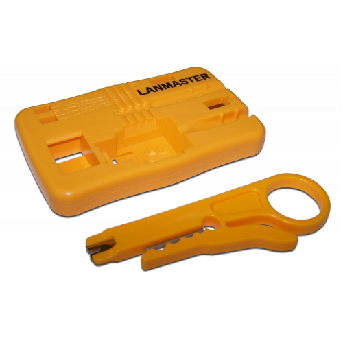 Mounting pad for Keystones jacks with a cable stripping tool