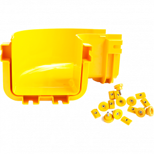 Fiber tray 90° horizontal bend, mounting without couplers, yellow