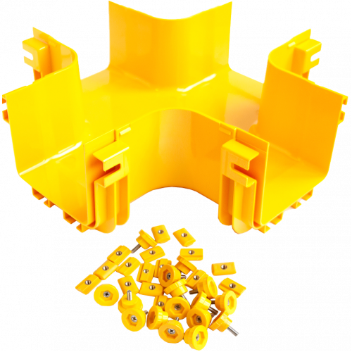 Fiber tray 4-way cross, mounting without couplers, yellow