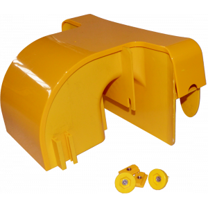 Spill-over fitting with cover for 120 mm tray, yellow