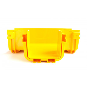 Horizontal tee for Fiber tray, mounting without couplers, yellow