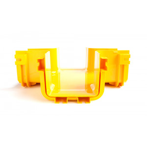 Fiber tray 4-way cross, mounting without couplers, yellow