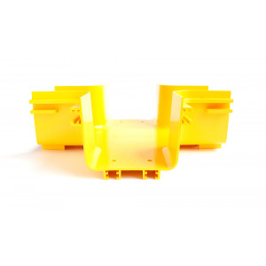 Fiber tray 4-way cross, yellow