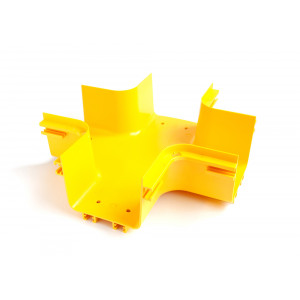 Fiber tray 4-way cross, yellow