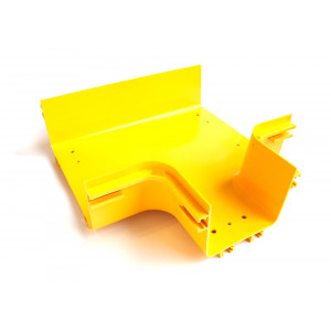 Horizontal tee for 240 mm channel tray and 120 mm branch tray joint, yellow