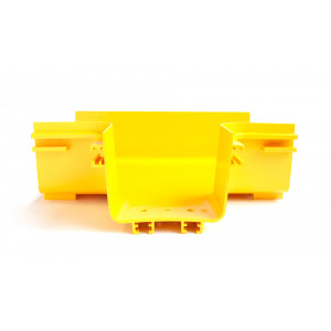 Horizontal tee for 240 mm channel tray and 120 mm branch tray joint, yellow