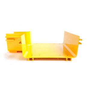 Horizontal tee for 240 mm channel tray and 120 mm branch tray joint, yellow