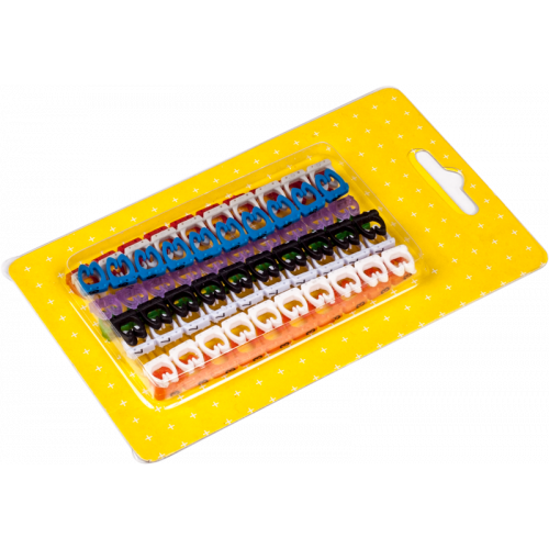 Set of multi-color coded cable clips with number tags for cables up to 5.5 mm