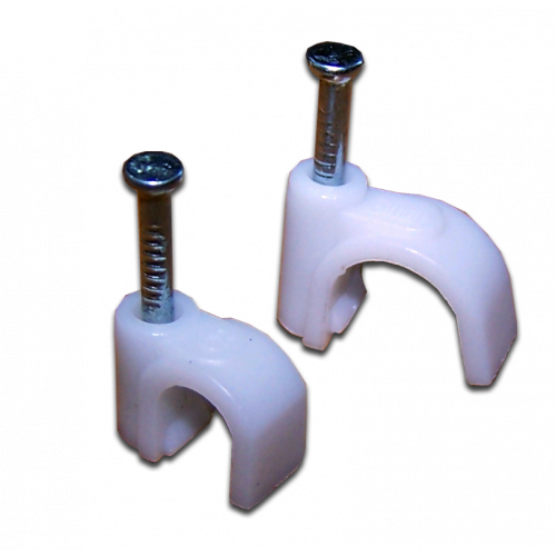 Round cable clip, 100 pcs., white