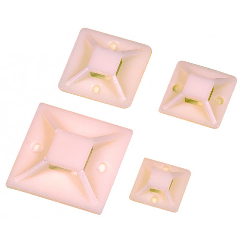 Self-adhesive tie base mounts, white, 100 pcs.