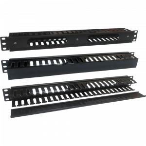 19" plastic cable manager with cover for 24 port patch panels, 1U