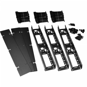 Vertical organizer for adjustable racks with plastic fingers and a cover