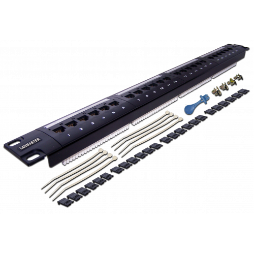 LANMASTER patch panel, 24 port, UTP, cat. 6, 1U