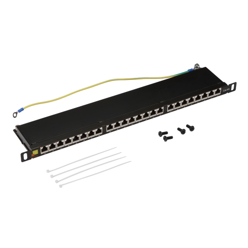 LANMASTER high density patch panel, 24 port, STP, cat. 6A, 0.5U
