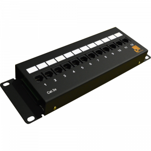 LANMASTER wall mount patch panel with front access to termination blocks, 12 port, UTP, cat. 5E