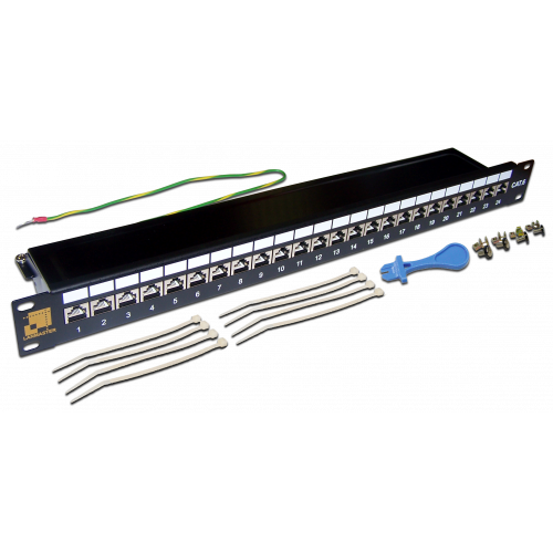 LANMASTER patch panel, 24 port, STP, cat. 6, 1U