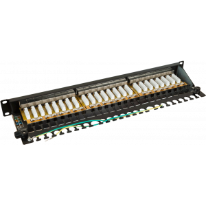 LANMASTER patch panel with indicators, 24 port, STP, cat. 5E, 1U
