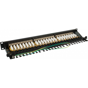 LANMASTER patch panel with indicators, 24 port, STP, cat. 6, 1U
