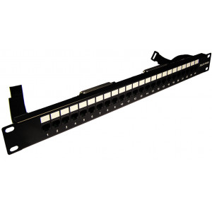 TELCO patch panel, 19", 1U, 24 RJ-45 port, pins 1-2, 3-6