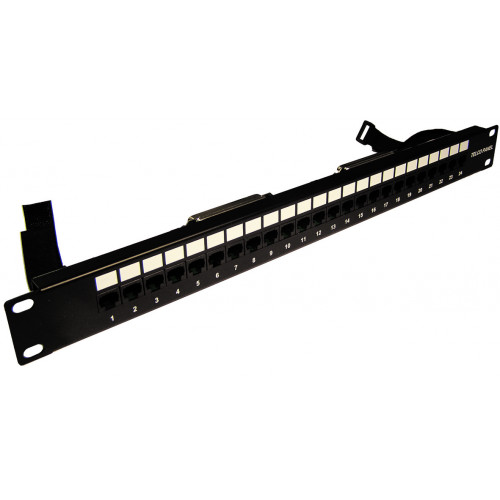TELCO patch panel, 19", 1U, 24 RJ-45 port, pins 1-2, 3-6