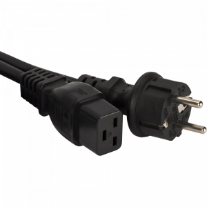 Power cord, C19-Schuko, straight, 3х1.5, 220V, 16A