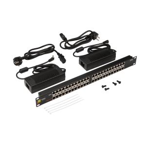 19" PoE panel, 24 port, with two power supplies, 48V, 120W