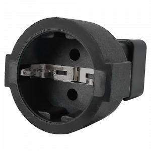 Schuko socket – C20 inlet adapter, 220V, 16A, black