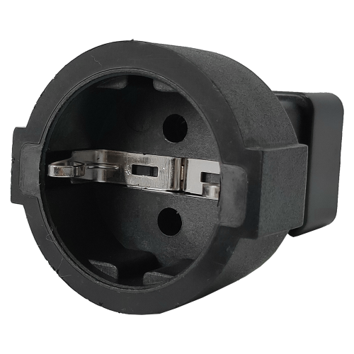 Schuko socket – C20 inlet adapter, 220V, 16A, black