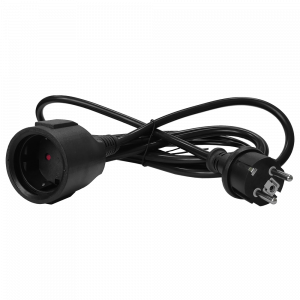 Extension cord, Schuko straight plug – Schuko socket, 3х1.5, 220V, 16A, black