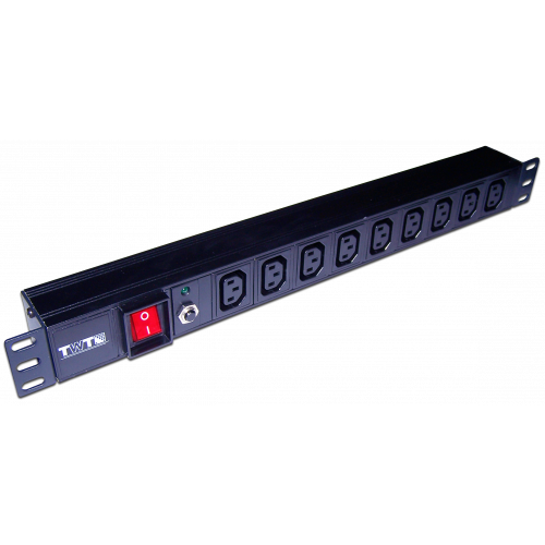 19" power distribution unit, 9 C13 connectors, 10A 250V, without power cord