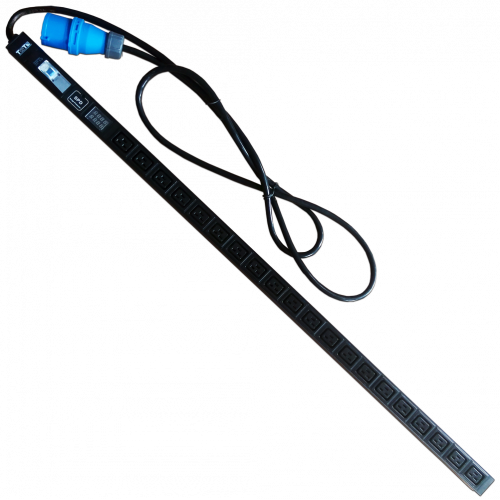 Vertical power distribution unit, 20xC19, 250V, 32A, A/V-meter, 3-meter power cord, IEC309 plug