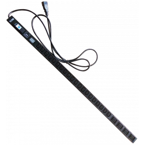 Vertical PDU, 1 phase with MCB, A/V-meter, 16A / 250V, 4xC19 + 20xC13, 3.0 m power cord, C20 plug