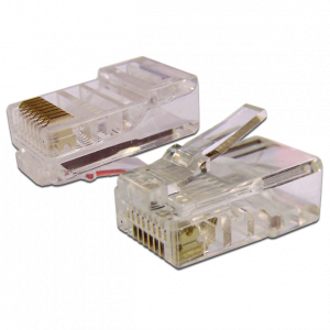 RJ45 UTP 8P8C plug, universal, cat. 5e, 100 pcs