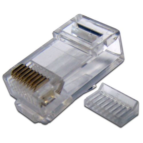 RJ45 UTP 8P8C plug, universal, with load bar, cat. 5e, 100 pcs