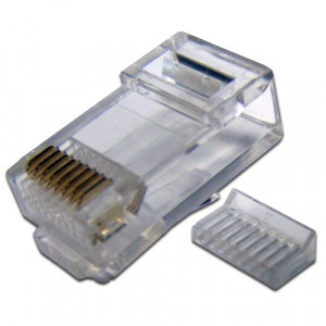 RJ45 UTP 8P8C plug, universal, with load bar, cat. 6, 100 pcs
